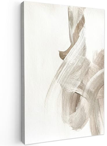 MuchoWow© Bilder 60x90 cm Wohnzimmer Deko Modern Wandbild Kunstdruck auf Leinwand Bild Schlafzimmer über Bett Room Decor Geschenke Abstrakt - Moderne Kunst - Beige