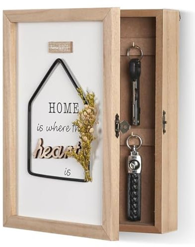 mumisuto BoîTe à CléS en Bois, Porte Clef Mural, Boite A Clefs Murale avec 6 Porte-CléS, Boite A Clef Decorative Accroche Clé Mural, Organiseur Mural pour EntréE, Couloir, Bureau