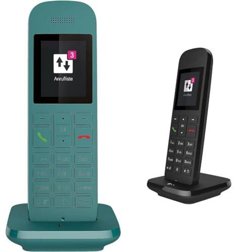 Telekom Speedphone 12 Petrol & Speedphone 12 Schwarz Kabelloses Telefon,Eco-Mode,Strahlungsarm BRANDNEU