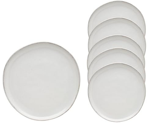 Van Well | Plato llano Urban de 27 cm, color crema, juego de 6 – gres, vajilla moderna, funcional y elegante