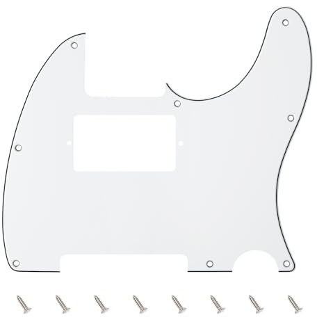 Banworks 3-lagiges Tele HS/HH Schlagbrett, 8-Loch E-Gitarren-Schlagbrett, Schlagplatte für USA/Mexikanische Standard-Tele im modernen Stil, Telecaster JT/HB-04, weiß