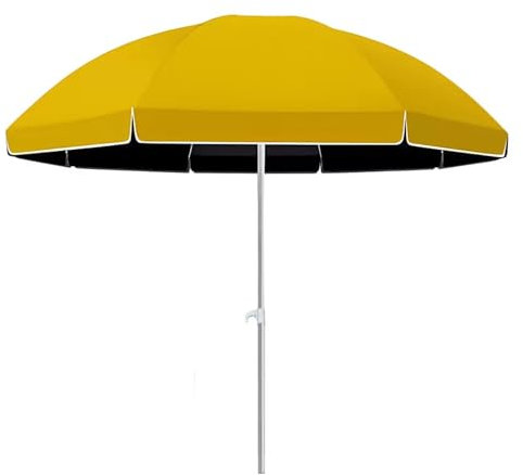 Parasol de Jardin de 200 cm/240 cm/260 cm, Parasol Pliable Rond, Parasol de Terrasse avec 8 Baleines, Sunscreen UV50+ pour Table, Marché, Extérieur(Jaune,240cm/8ft)