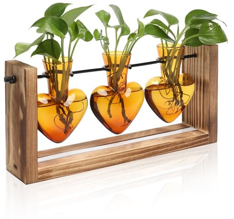 Pflanzen-Anzuchtstationen aus Holz, Wand-Pflanzgefäße für Zimmerpflanzen mit beleuchtetem Geburtstagsgeschenk für Frauen, herzförmiges Glas für Zuhause, Büro, Dekor