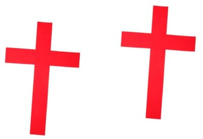COHEALI 2St Kreuz-Wandaufkleber dekoration Religiöses Wandtattoo Kirchen Wandsticker Wandtattoo Kirche angewandt dekoratives Kreuz-Wanddekor Party-Wand-DIY-Aufkleber Beflocktes Tuch rot