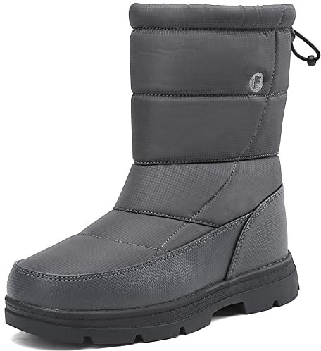 BARFULKER Winterstiefel Herren Damen Wasserdicht Winterschuhe Warm Gefüttert Schneestiefel Leicht Wanderschuhe Trekkingschuhe Rutschfest Stiefel,Grau 41 EU