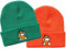 LANLYLGQ 2Stück Beanie Unisex Herren Damen Wintermütze Strickmütze Warmmütze Skimütze Stickerei Ente Smiley Face (Ente-Orange&Grün)