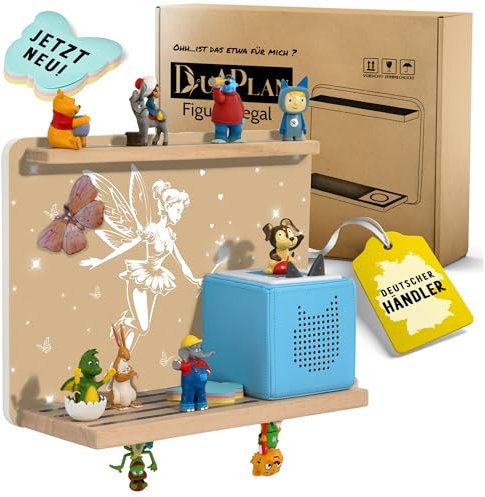 DUAPLAN® Kinder-Regal für Toniebox & bis zu 40 Figuren – Fee Beige, Magnetisch, Plastikfrei, Zum Hinstellen oder An der Wand, Stabil, Platzsparend, Perfekt für kleine Feen-Fans