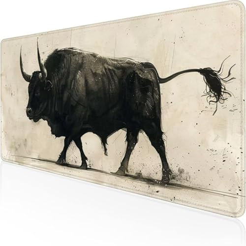 Speed Gaming Mauspad 900 x 400, XXL Mousepad, Tischunterlage Large Size Groß, verbessert Präzision und Geschwindigkeit, abwaschbar - für Microsoft Maus und Tastatur Schwarz Ochse