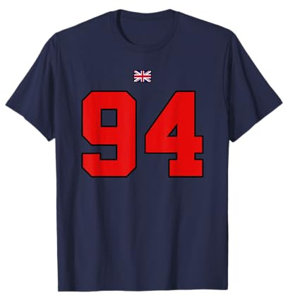 College 94 Nummer Style Vintage UK Flagge T-Shirt