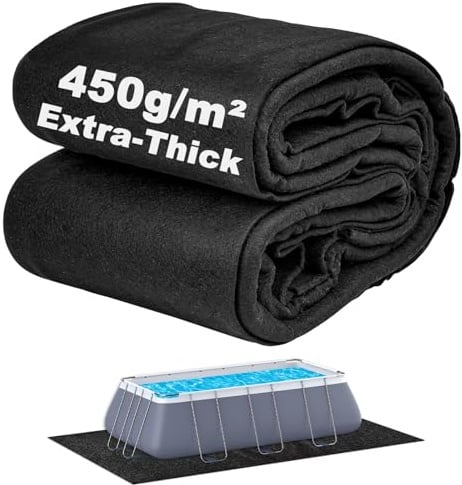 Abimars Tapis de piscine plus épais pour piscine hors sol, tapis rectangulaire de 3,6 x 6 m pour fond de piscine, confort sans couture, double densité, résistant aux perforations, noir