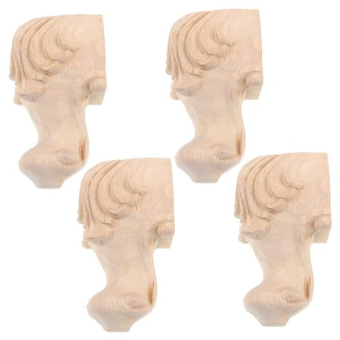 Gadpiparty Wooden Cabinet Feet Set 4pcs Embossed Vintage Style Furniture Legs for Sofa Table Couch