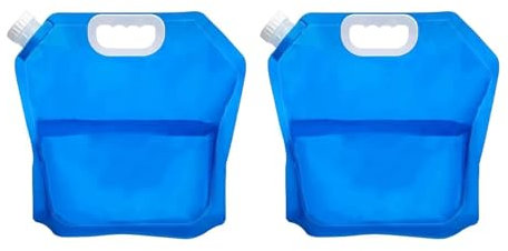 KSVFTB 2 Pack Collapsible 5 Litre Water Container - BPA-Free Portable Water Storage Jugs with 2 Bonus Caps, Leakproof for Camping, Hiking, Travel & Emergency Use