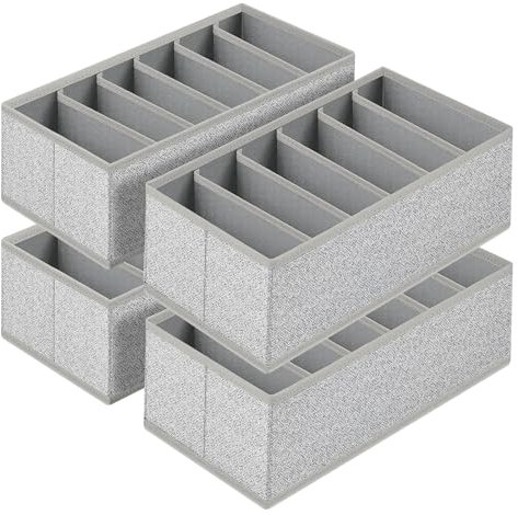 Homsorout Schubladen Organizer Kleiderschrank Organizer - 2er Set Schrank Organizer Stoff 30 x 15 x 9 cm Unterwäsche Organizer für Pax Organizer, Socken, Baby Kleidung, Grau