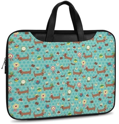 Cmagnifico Étui en cuir pour ordinateur portable, housse pour ordinateur portable Motif chien saucisse