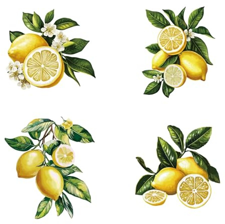 GORGECRAFT 4pz Adesivi per Finestre A Forma di Limone Frutta Estiva Foglie Verdi Adesivi Statici per Porte Scorrevoli in Vetro Adesivi di Allerta Decorativi Rotondi per Prevenire Attacchi di Uccelli