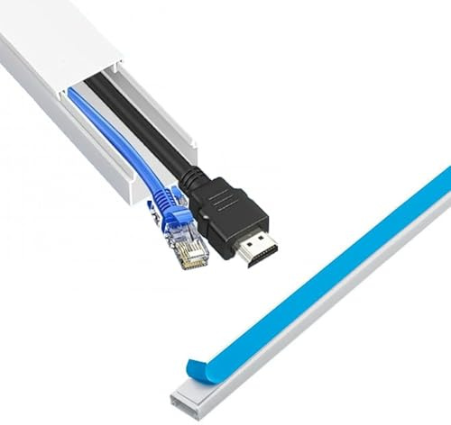 Cable Trunking for Wires Self Adhesive White Plastic Cable Cover - Mini Trunk 16mm x 25mm x 1 Metre Length