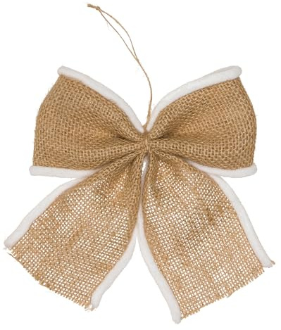 Halbach 100% Jute Schleifen Set, 14 cm x 16 cm, 4 Stück, weiß | Große Geschenkschleife bleicht nicht aus und färbt nicht ab, für Indoor und Outdoor als Baumschmuck und Weihnachtsdeko