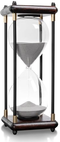 GNEGNI LIFE Sablier 60 minutes avec cadre en bois et verre de sable décoratif pour la maison, le bureau, la décoration de bureau