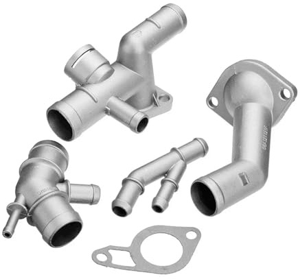 Qury Kit di aggiornamento Flangia di Raffreddamento in Alluminio, 4 Pezzi, 06A121132A, con alloggiamento termostato T, Adatto per Mk4 Golf 1.8T 2000-2005 TT 2000-2002