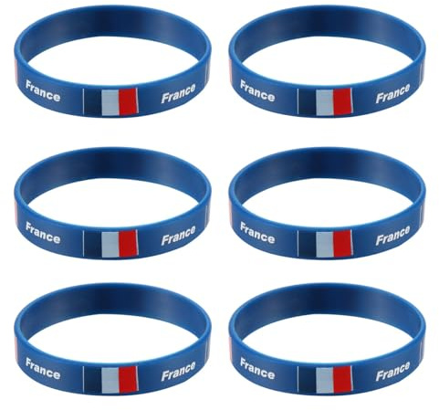 Ciieeo 12pcs France Flag Silicone Wristbands Eco-friendly Sports Bracelets Country Wristband Set for Fan Support and Outdoor Activities