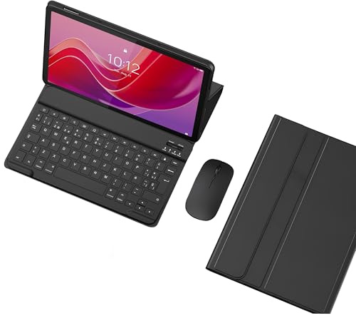 TSATAULE Custodia con Tastiera per Lenovo Idea Tab 11 Pollici 2025 / Tab M11 11 Pollici 2024, Tastiera Wireless Staccabile Magneticamente, Mouse Bluetooth 2.4G,Nero