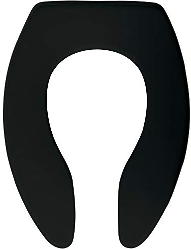 BEMIS 1655SSCT Commercial Open Front Plastic Toilet Seat, Heavy Duty Industrial No Slam Seat without Lid for Long Lasting Use, Made in USA, Elongated, Black