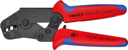 KNIPEX Crimpzange kurze Bauform mit Mehrkomponenten-Hüllen brüniert 195 mm, 97 52 20
