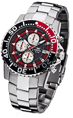FIREFOX Zion FFS17-102 schwarz/rot Herrenuhr Armbanduhr Chronograph massiv Edelstahl Sicherheitsfaltschließe 10 ATM Water Resistant