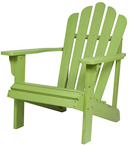 Shine Company Westport Wooden Adirondack Chair, Outdoor Patio Firepit Chairs, Back & Seat Pre-Assembled, Lime Green
