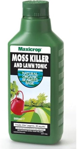 Maxicrop 86600257 Moss Killer & Lawn Tonic, 500ml - Fast Acting 2-in-1 Moss Killer and Lawn Re-Growth Tonic - with Natural Seaweed Extract - Improves Lawn Health and Strong Rooting - Garden Care