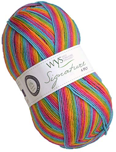 WYS Sockenwolle mit Bluefaced Leicester Wolle Signature 4ply Cocktail Range sock yarn 822 - rum paradise, 100g Sockenwolle musterbildend mit blue faced leicester wool