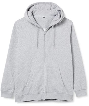 Build Your Brand Men's Heavy Zip Hoody Jacket, Grey (Heather Grey 00431), Medium