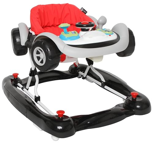 MyChild Coupe 3-in-1 Baby Walker Black - Activity Centre Baby Walker - Easy compact fold Frame for Storage - 6 Months + Anti Fall Blocks for Extra Safety and 3 Height Adjustment
