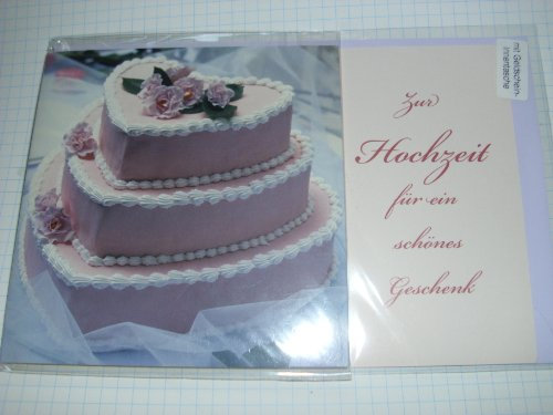 Hochzeitskarte Hochzeit Vermählung Trauung Ehe Glückwunschkarte Geldkarte GrusskarteZur Hochzeit - für ein schönes Geschenk Karte mit Torte als Abbildung und Umschlag (Flieder) 1 Stück