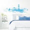 Grandora Skyline Küstenlandschaft Leuchtturm I hellblau 120 x 42 cm I Bad Wohnzimmer Schlafzimmer Aufkleber Wandaufkleber Wandsticker Modern W974