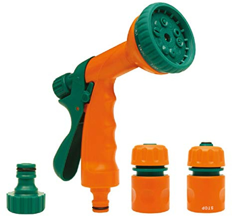 Flo 89208-4-teiliges Schlauchset Basic (mit verstellbarer Spritzpistole, 5 Stück von 1/2)