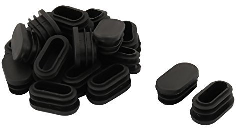 sourcing map 20 STK Kunststoff ovales Design Rohr Einsatz Ende Stopfen Schwarz 40 x 20 mm DE de