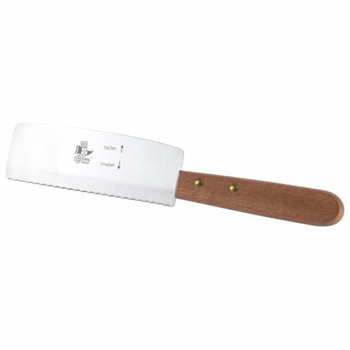 LOUIS TELLIER - Couteau à Raclette en acier inoxydable - Couteau spécial raclette métal et bois - 24,5 x 1,5 x 4,5 cm - Côté coupe et côté raclette - Fabriqué en France