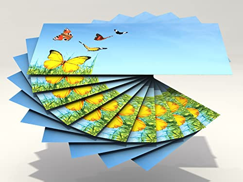 Bunte Schmetterlinge, 10er-Set Motiv-Umschläge DIN lang, beidseitig komplett bedruckt