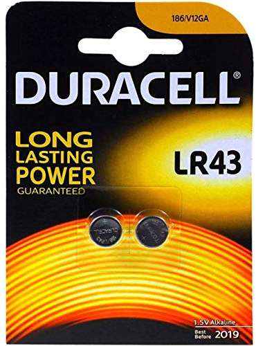 POWERY Duracell Piletta modello LR43 Blister doppio, Alkaline, 1,5V
