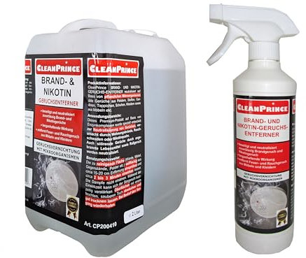 2,5 Liter or 2.500 ML Brand- and Nicotine Smell Remover,Burning Smell Remover Neutralizer Nicotine Smell,Smoke Scent,Food Odors Moder Musty Odors Fire Smoke Cigarettes Zigarettenduft Modergeruch