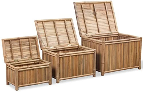 vidaXL 3tlg. Aufbewahrungstruhen Set Bambus Truhe Aufbewahrungsbox