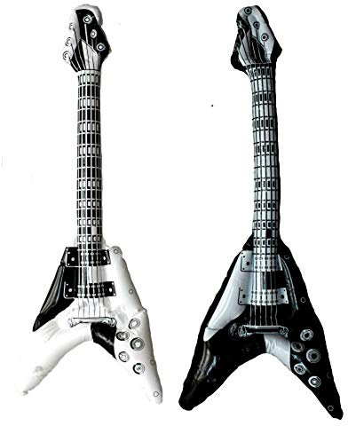 KG-Hamburg Aufblasbare E-Gitarre 100 cm in Schwarz oder Weiß, Luftgitarre mit Lochung für Umhängegurt, Phthalate-Frei