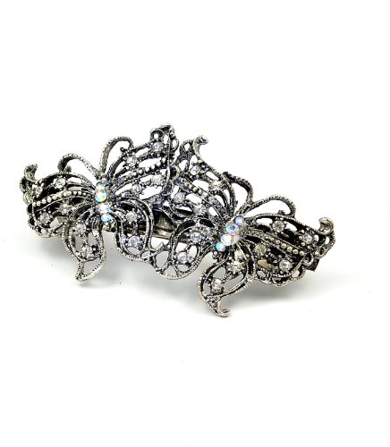 4224 9cm vintage double butterfly crystal barrette Hair Accessory Wedding Party