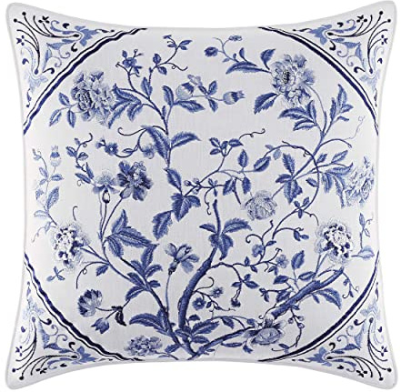 Laura Ashley - Throw Pillow with Envelope Closure, Elegant Home Decor for Bed or Sofa (Charlotte Blue, 16 x 16)