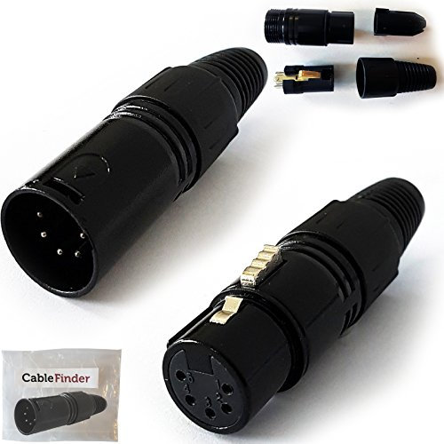 Loops XLR 5 Pin Male Plug & Female Socket DMX Connectors Solder - For Lighting Cable