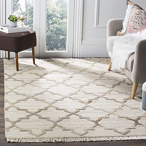 SAFAVIEH Kenya Collection Area Rug - 6' x 9', Natural, Hand-Knotted Trellis Wool, Ideal for High Traffic Areas in Living Room, Bedroom (KNY825A)