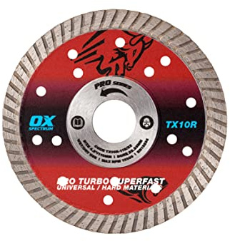 OX Tools TX10R-180/22 OX-TX10R Spectrum Superior Turbo Diamond Blade, 180/22.23mm, Red