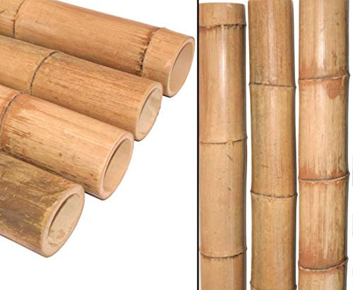 Tube de Bambou 1 pièce - 200cm / 2m - diamètre épais 9,8-12 cm - Jaune Brun - Tige de Bambou traité par la Chaleur - Tube de Bambou décoration Seul