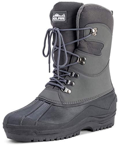 Polar Uomo Tall Rete Di Nylon Anatra Impermeabile Suola Allacciare Inverno La Neve Stivali - Grigio - UK11/EU45 - YC0447